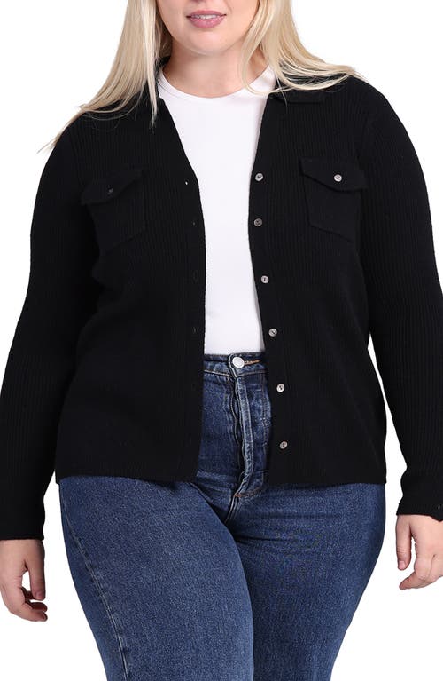 Shop Minnie Rose Rib Cashmere Cardigan In Black