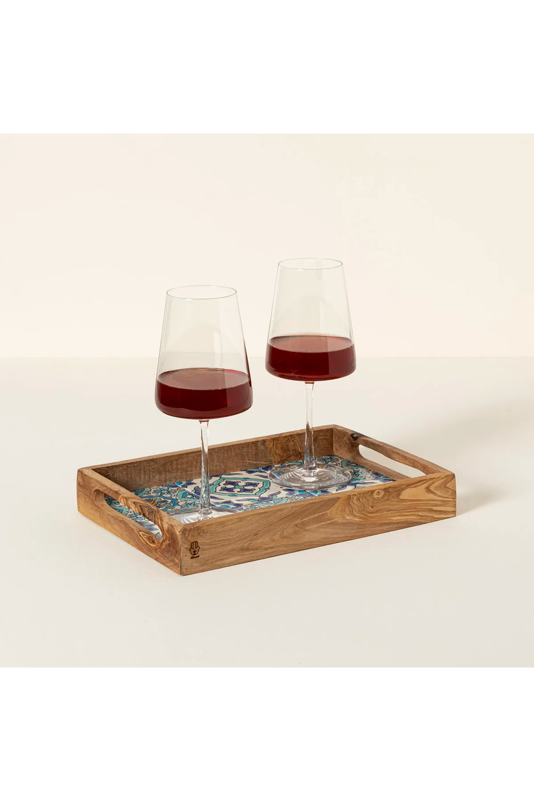 Sea & Sky Tunisian Tile Tray by Kamsah, Alternate, color, Blue / White