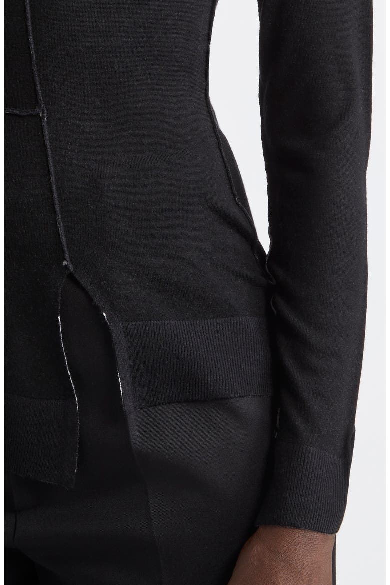 Panelled Merino Wool Cardigan, Alternate, color, CALICO/ BLACK