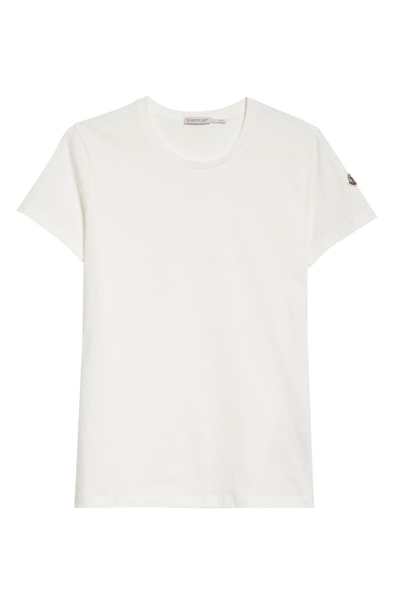Moncler Logo Patch Cotton Jersey T-Shirt, Alternate, color, Natural