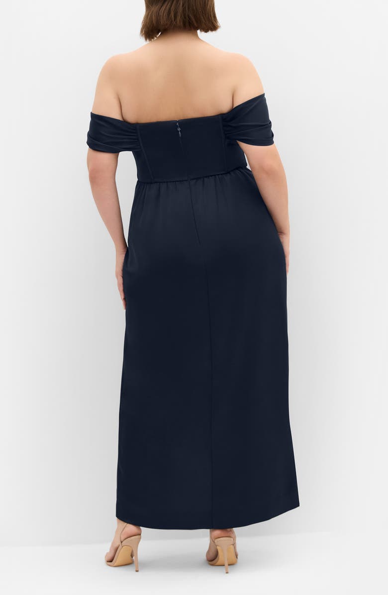 City Chic Forbidden Off the Shoulder Maxi Dress, Alternate, color, Navy