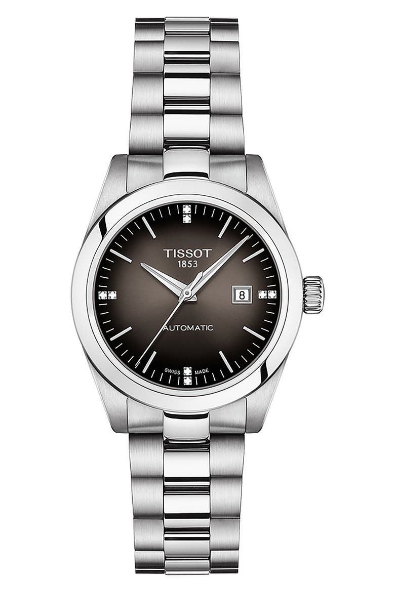 T-My Diamond Automatic Bracelet Watch & Leather Strap Gift Set, 29.3mm, Alternate, color, ANTHRACITE