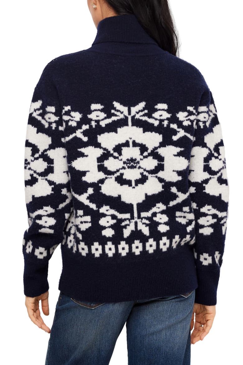 Jacquard Turtleneck Sweater, Alternate, color, CREAM W/ NAVY