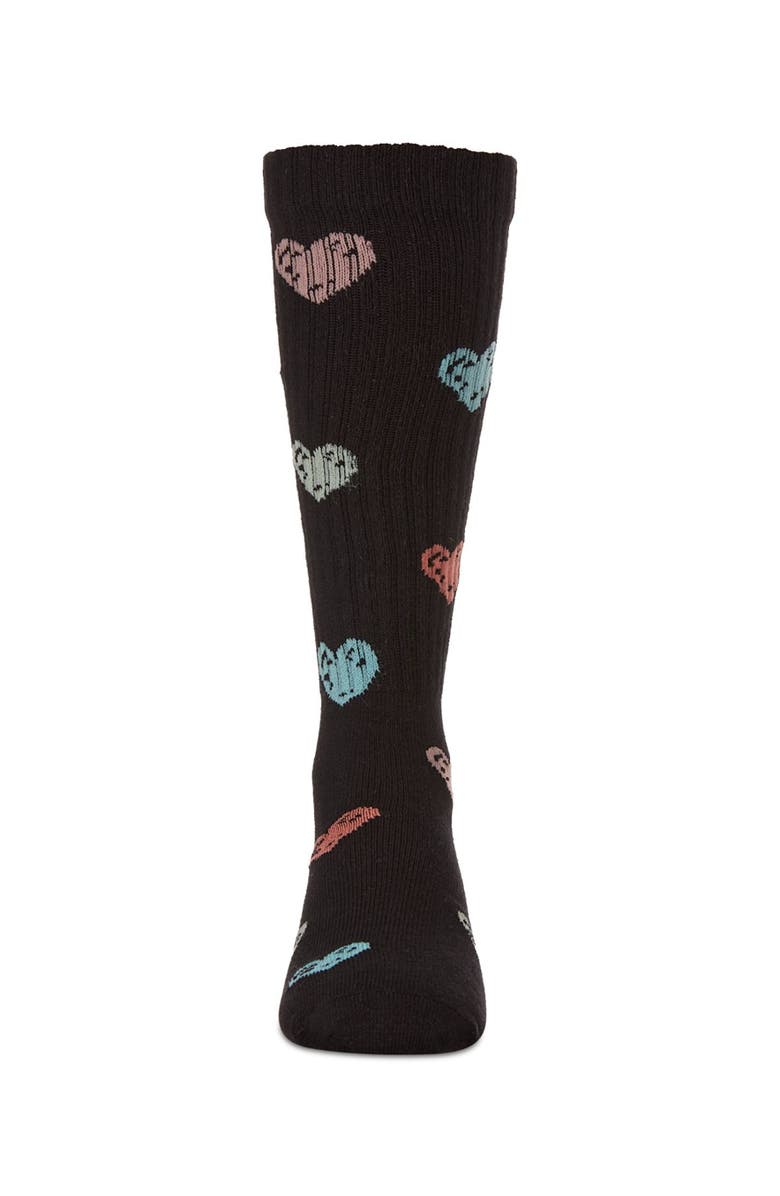MeMoi Ribbed Multi Graffiti Hearts Knee Sock, Alternate, color, 