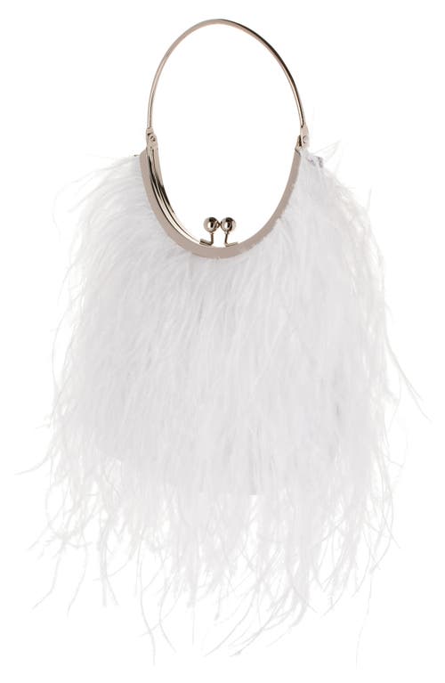 Olga Berg Penny Feathered Frame Bag In White