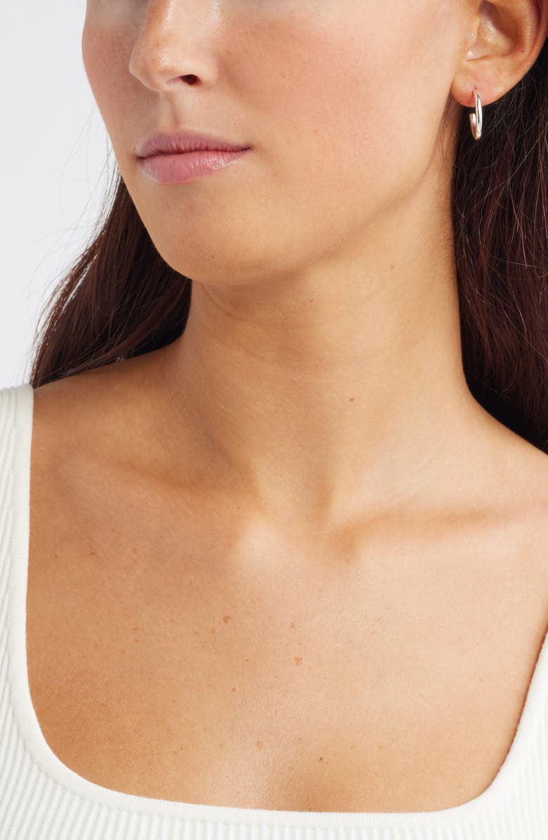 Nordstrom Demi Fine Set of 3 Skinny Hoop Earrings, Alternate, color, Sterling Silver Plated