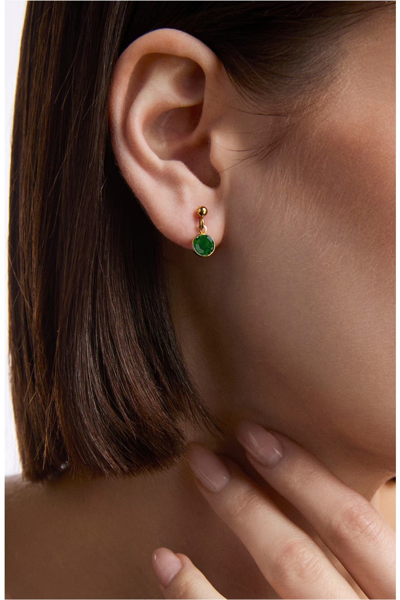 1990s Vintage Emerald Green Earrings, Alternate, color, Emerald Green