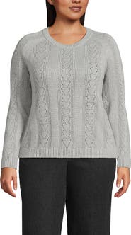 Lands' End Plus Size Drifter Raglan Crew Sweater