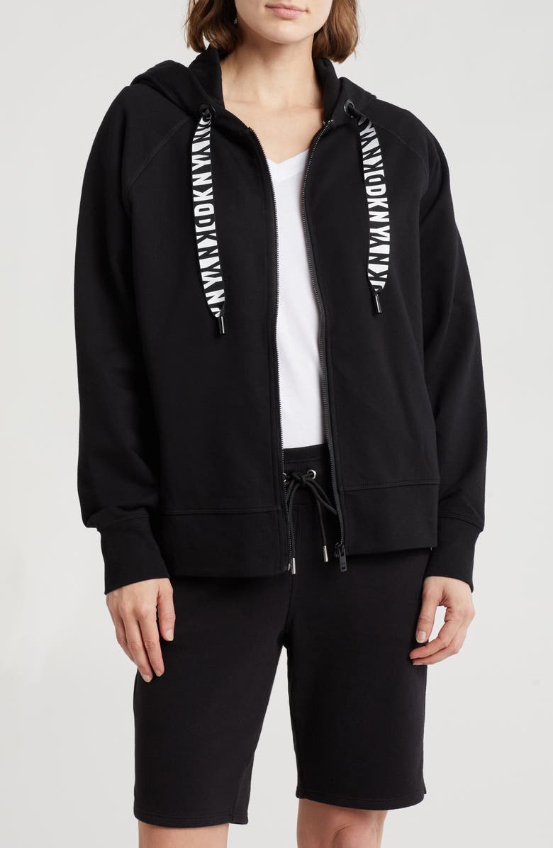 DKNY Full Zip Hoodie, Main, color, Black