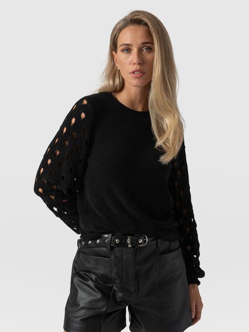 Saint + Sofia Suki Lace Hole Knit In Black