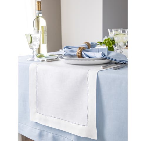 Linen Table Runner for Dining Table, Holiday and Everyday Table Decor - Classic Hemstitch