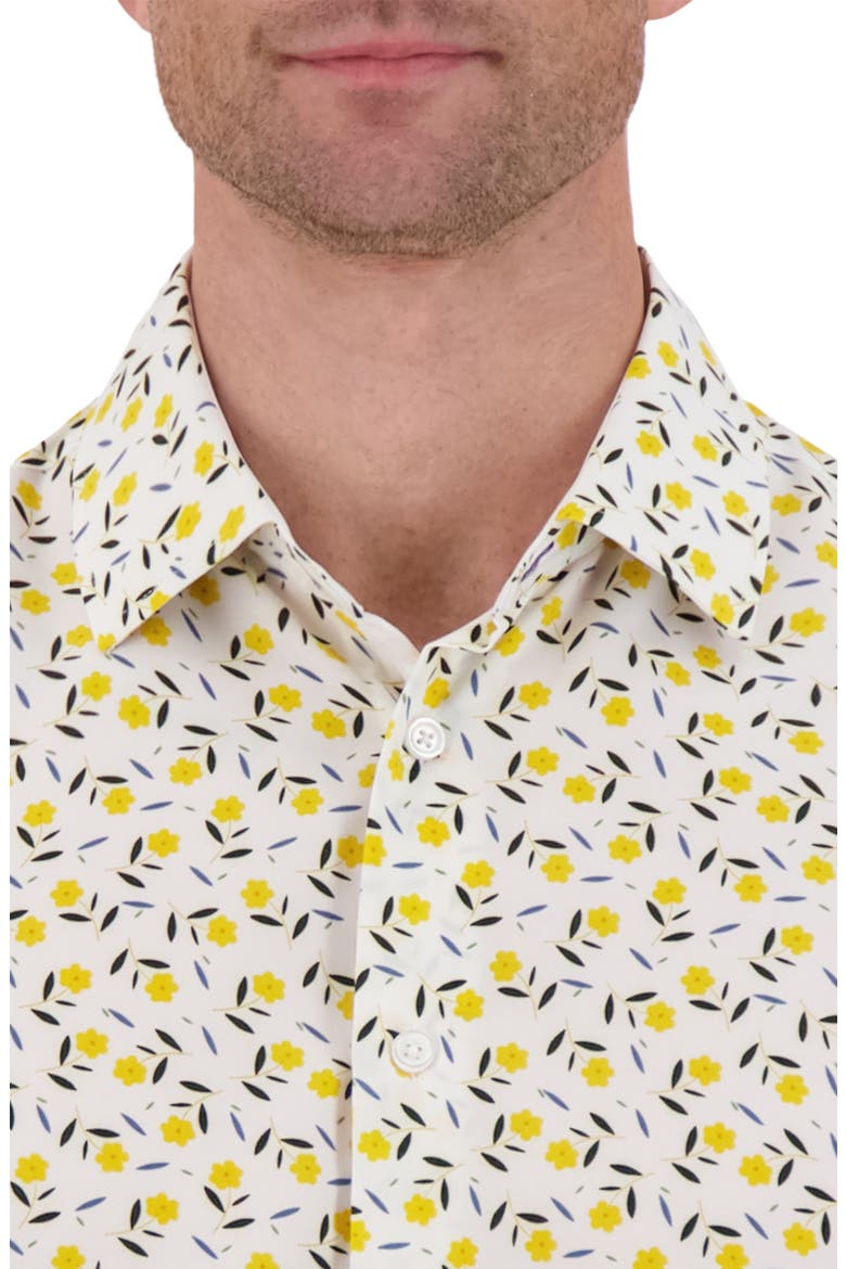 Slim Fit Floral Performance Dress Shirt, Alternate, color, 01 WHITE