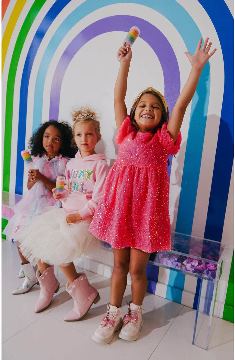 Lola + The Boys Margot Sequin Velour Dress, Alternate, color, Pink