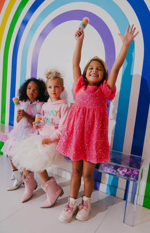 Shop Lola + The Boys Margot Sequin Velour Dress In Pink