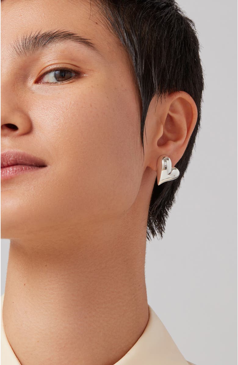 JENNY BIRD Art Heart Button Stud Earrings, Alternate, color, High Polish Silver