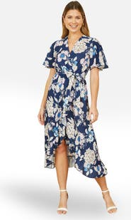 Yumi Floral Midi Wrap Dress