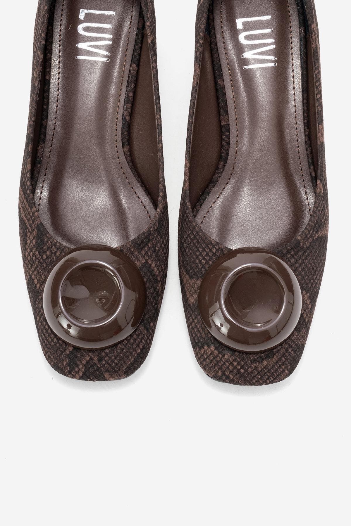 Mila Buckle Square Toe Block Heel Pump, Alternate, color, Brown Print
