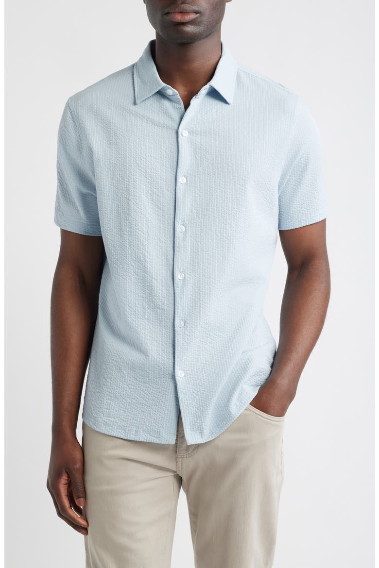 Manny Short Sleeve Knit Button-Up Shirt, Main, color, FRESH BLUE