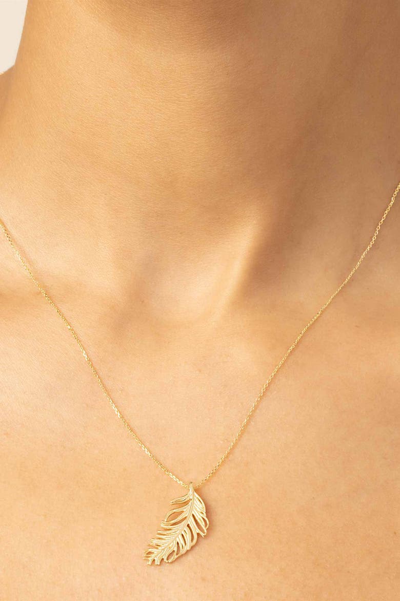 14K Yellow Gold Fine As A Feather Pendant Necklace, Alternate, color, Yellow Gold
