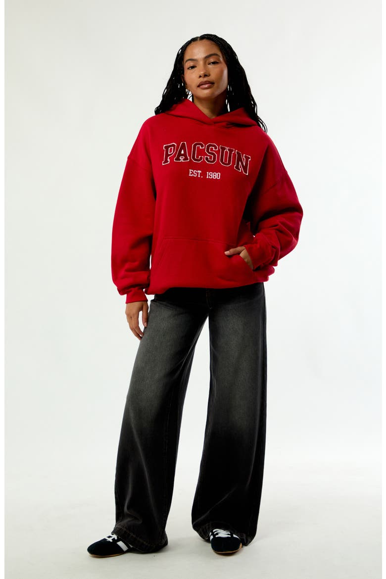 Logo 1980 Oversize Cotton Blend Hoodie, Alternate, color, RED