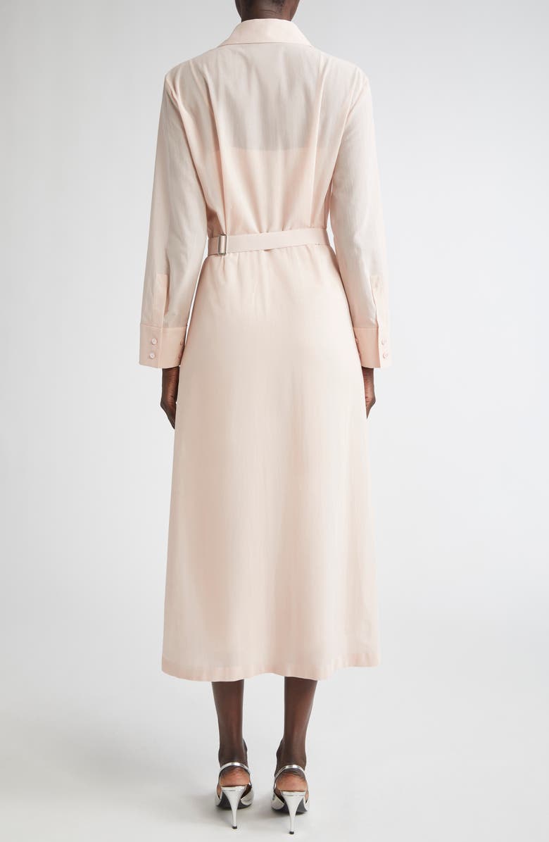 Akris Long Sleeve Cotton Voile Belted ShirtDress, Alternate, color, Pale Pink