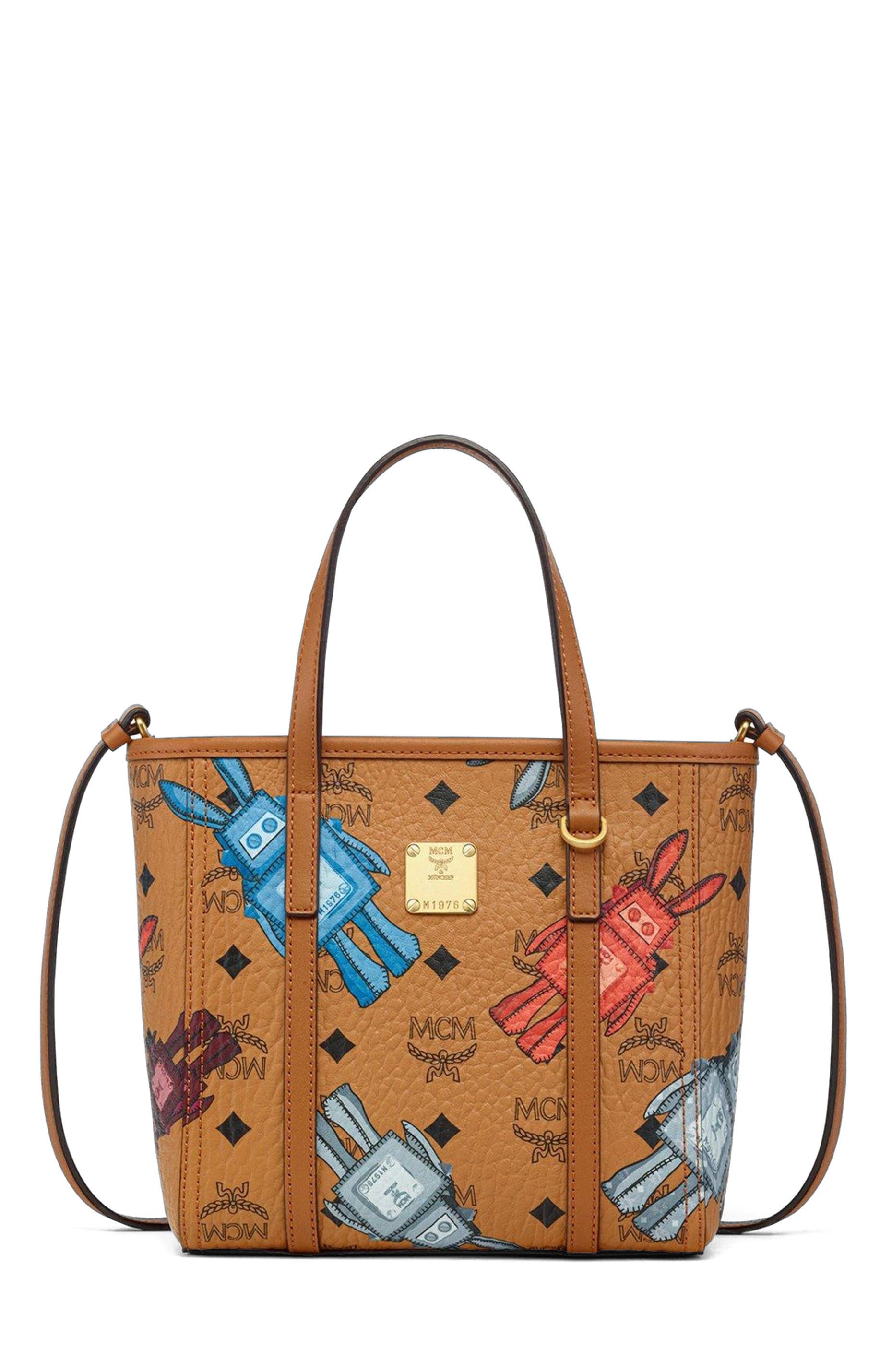 MCM Mini Toni Top-Zip Shopper in Rabot Visetos, Main, color, 