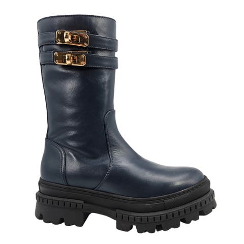 Shearling Lined Buckle Strap Platform Boots