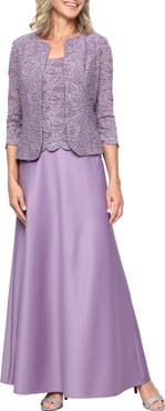 Alex Evenings Embroidered Lace Mock Two-Piece Gown with Jacket