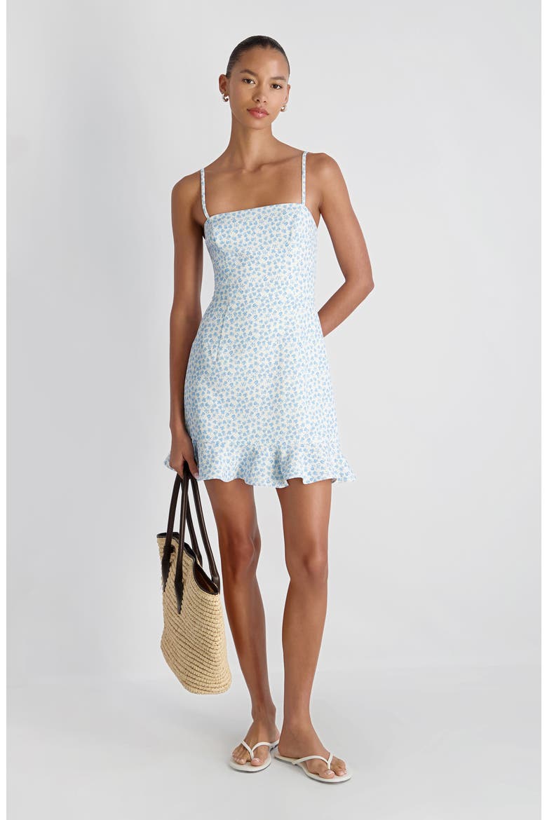 Stacey Frill Hem Minidress, Alternate, color, WHITE-POOLSIDE BLUE