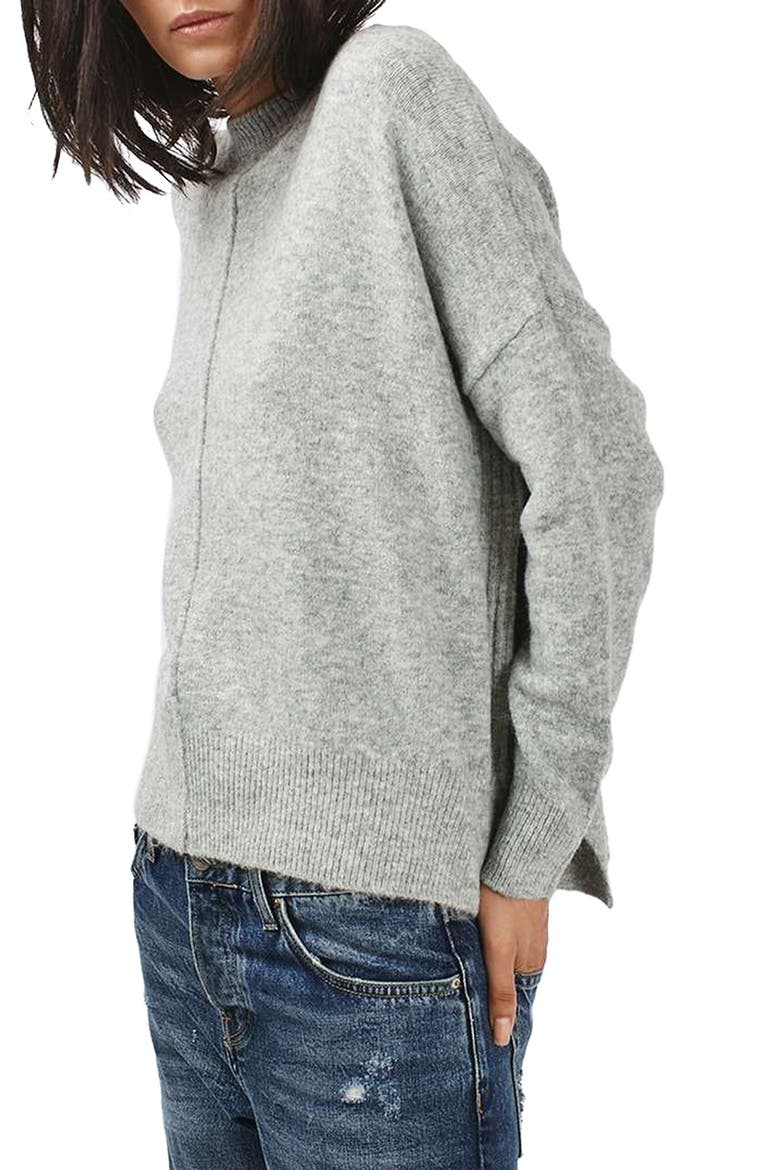 Zip Side Sweater, Main, color, GREY