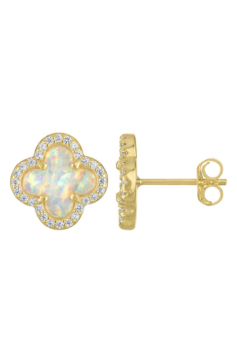 FZN Kids' Opal Clover Stud Earrings, Main, color, Yellow Gold