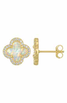 FZN Kids' Opal Clover Stud Earrings