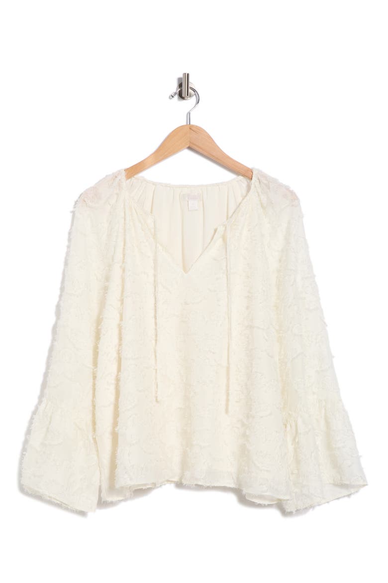 Tie Neck Long Sleeve Top, Alternate, color, IVORY TOFU