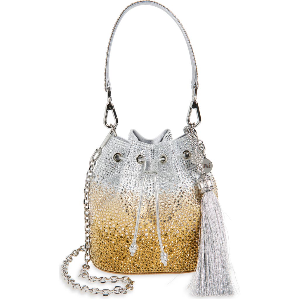 Judith Leiber Piper Gradient Crystal Bucket Bag In Silver Golden