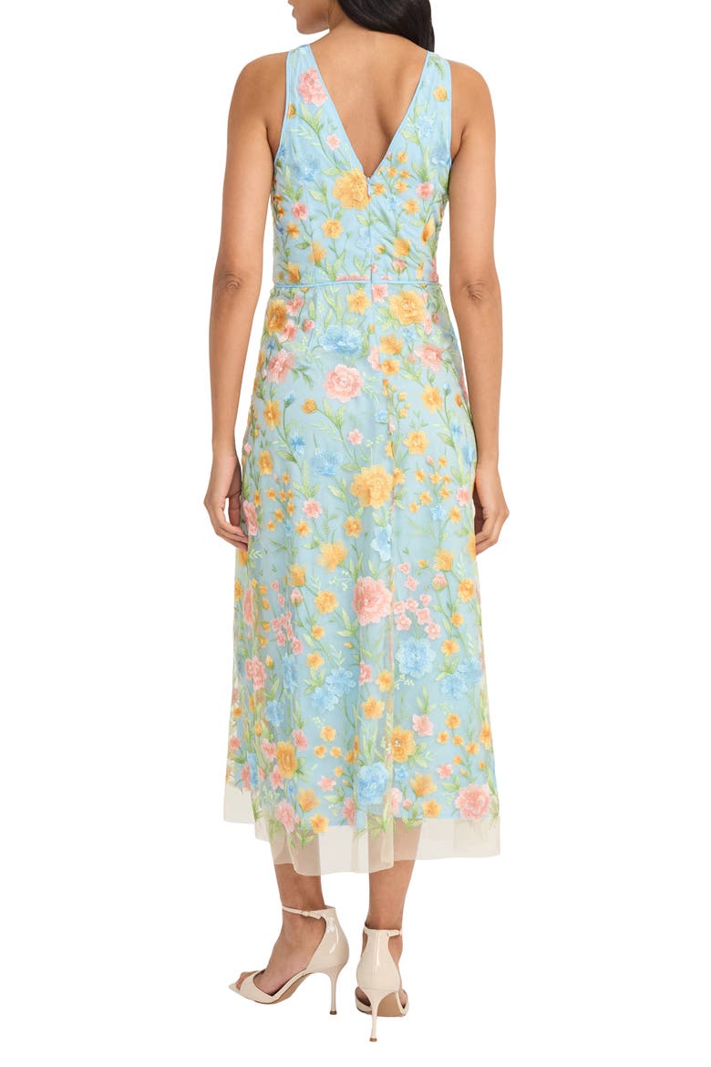 Floral Embroidered Sleeveless Midi Dress, Alternate, color, YELLOW/ PINK/ BLUE