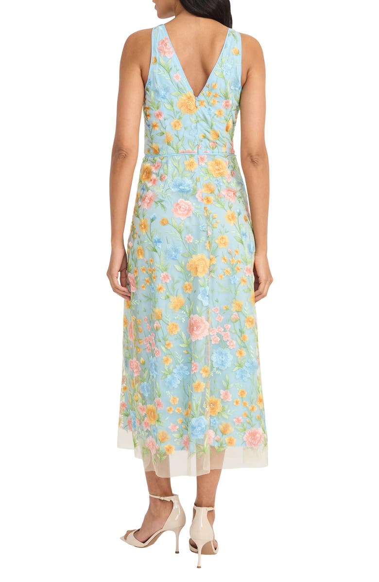 Maggy London Floral Embroidered Sleeveless Midi Dress, Alternate, color, Yellow/ Pink/ Blue