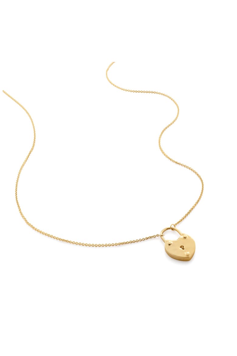 Heart Padlock Pendant Necklace, Main, color, 18CT GOLD VERMEIL/SILVER