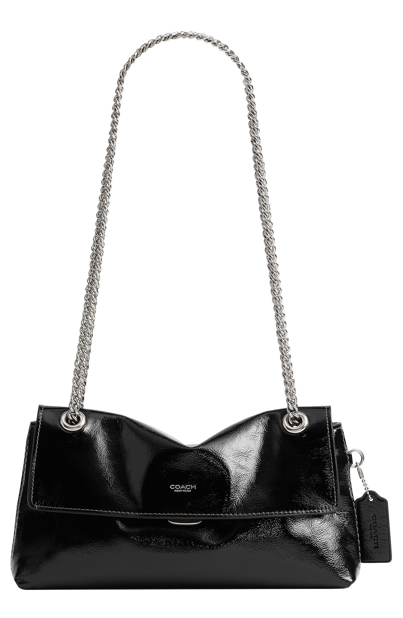 Chelsea 26 Glazed Leather Shoulder Bag, Main, color, LH/ BLACK
