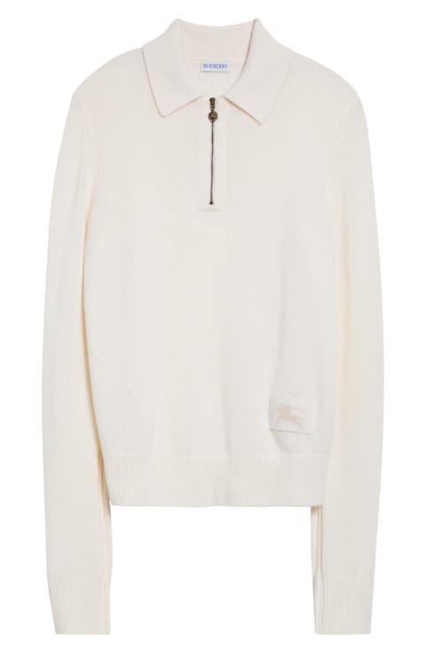 Cait EKD Long Sleeve Quarter Zip Cashmere Polo Sweater