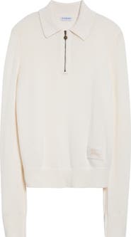 Burberry Cait EKD Long Sleeve Quarter Zip Cashmere Polo Sweater