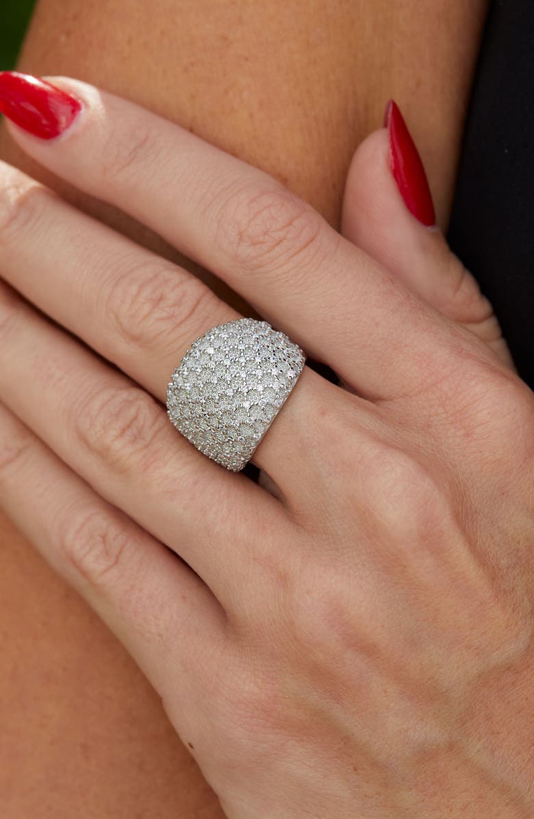 SAVVY CIE JEWELS Bombay Sterling Silver Pavé Cubic Zirconia Ring, Alternate, color, White