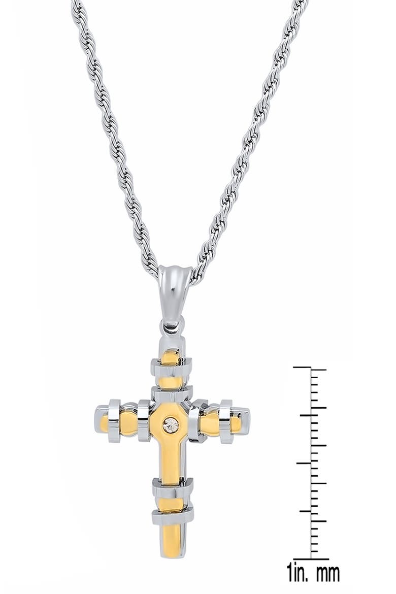 Men's Cross Pendant Necklace, Alternate, color, SILVER/GOLD
