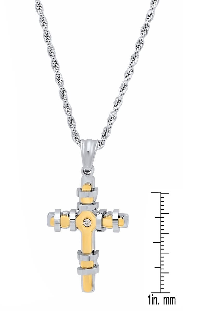 HMY JEWELRY Men's Cross Pendant Necklace, Alternate, color, Silver/ Gold
