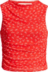 Open Edit Ruched Mesh Tank Top