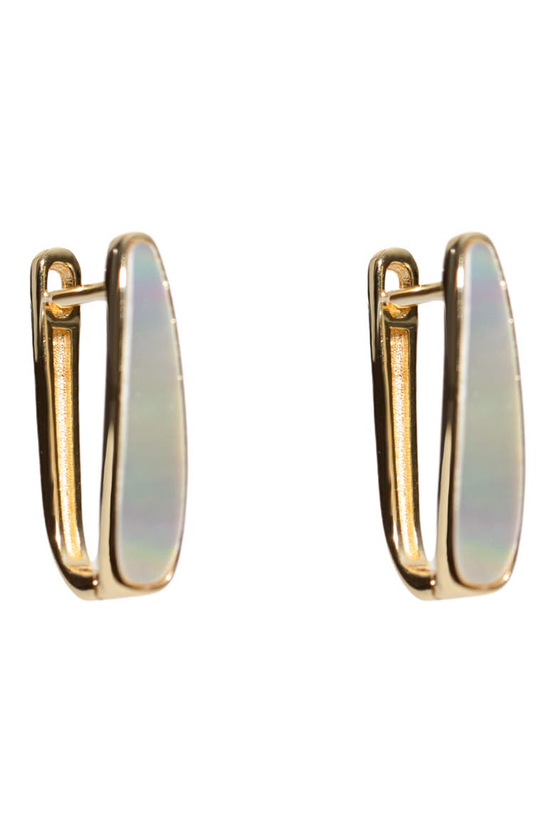 Mother-of-Pearl Oblong Hoop Earrings, Main, color, GOLD