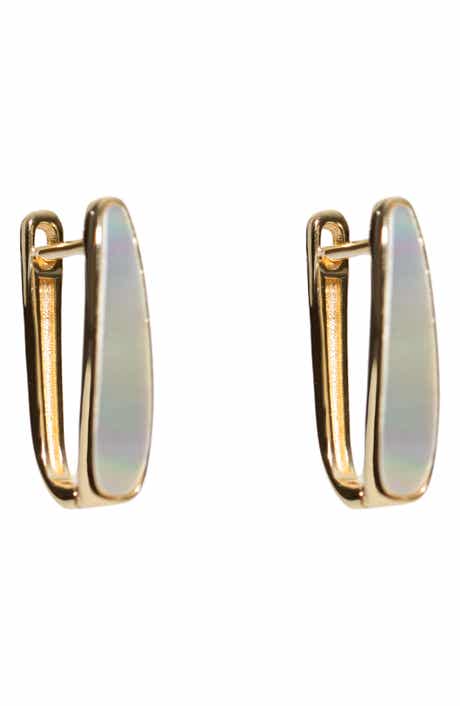 Argento Vivo Sterling Silver Mother-of-Pearl Oblong Hoop Earrings