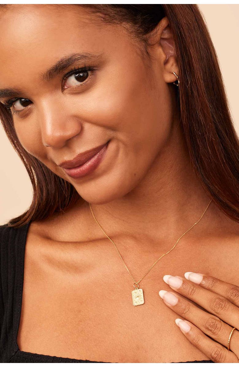 Oradina 14K Yellow Gold Evil Eye Pendant Charm, Alternate, color, Yellow Gold