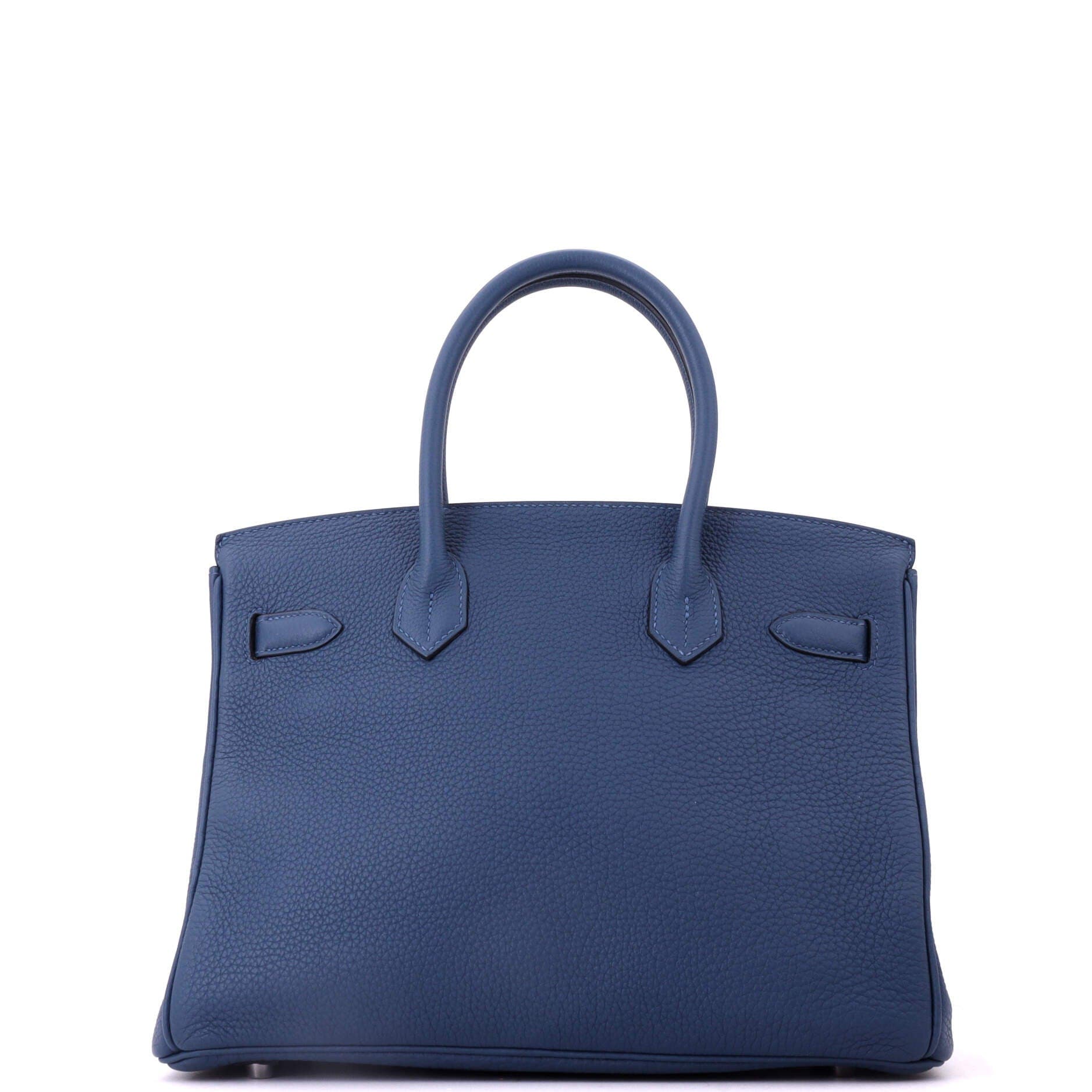 Pre-Owned Hermes Birkin Handbag Blue Togo with Palladium Hardware 30, Alternate, color, Deep Blue