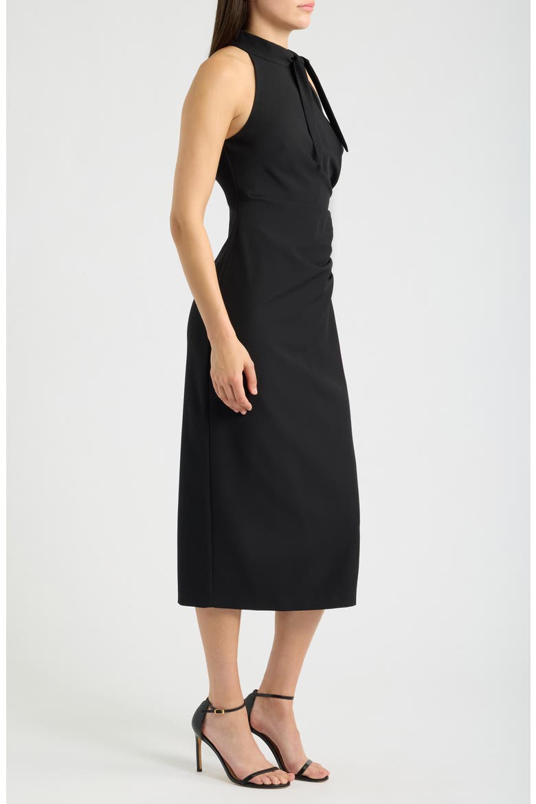 Laguna Pleated Tie Neck Sleeveless Sheath, Alternate, color, BLACK