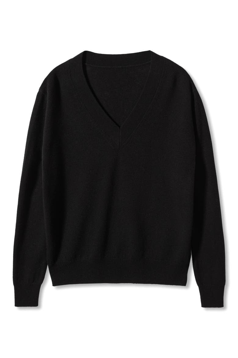 V-Neck Wool Sweater, Alternate, color, BLACK